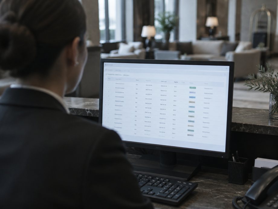 A concierge checking the evening’s bookings on the PRIMA dashboard